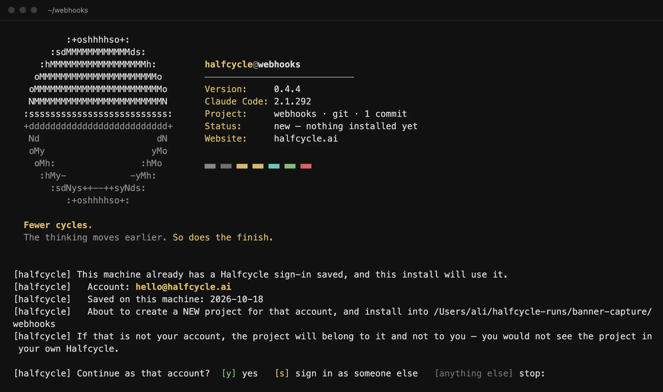 Running npx halfcycle: what it found, and the account it will use